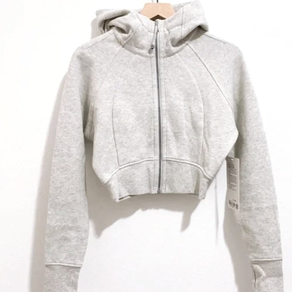 LULULEMON  Scuba Full-Zip Cropped Hoodie Heathered Core Ultra Light Grey NWT